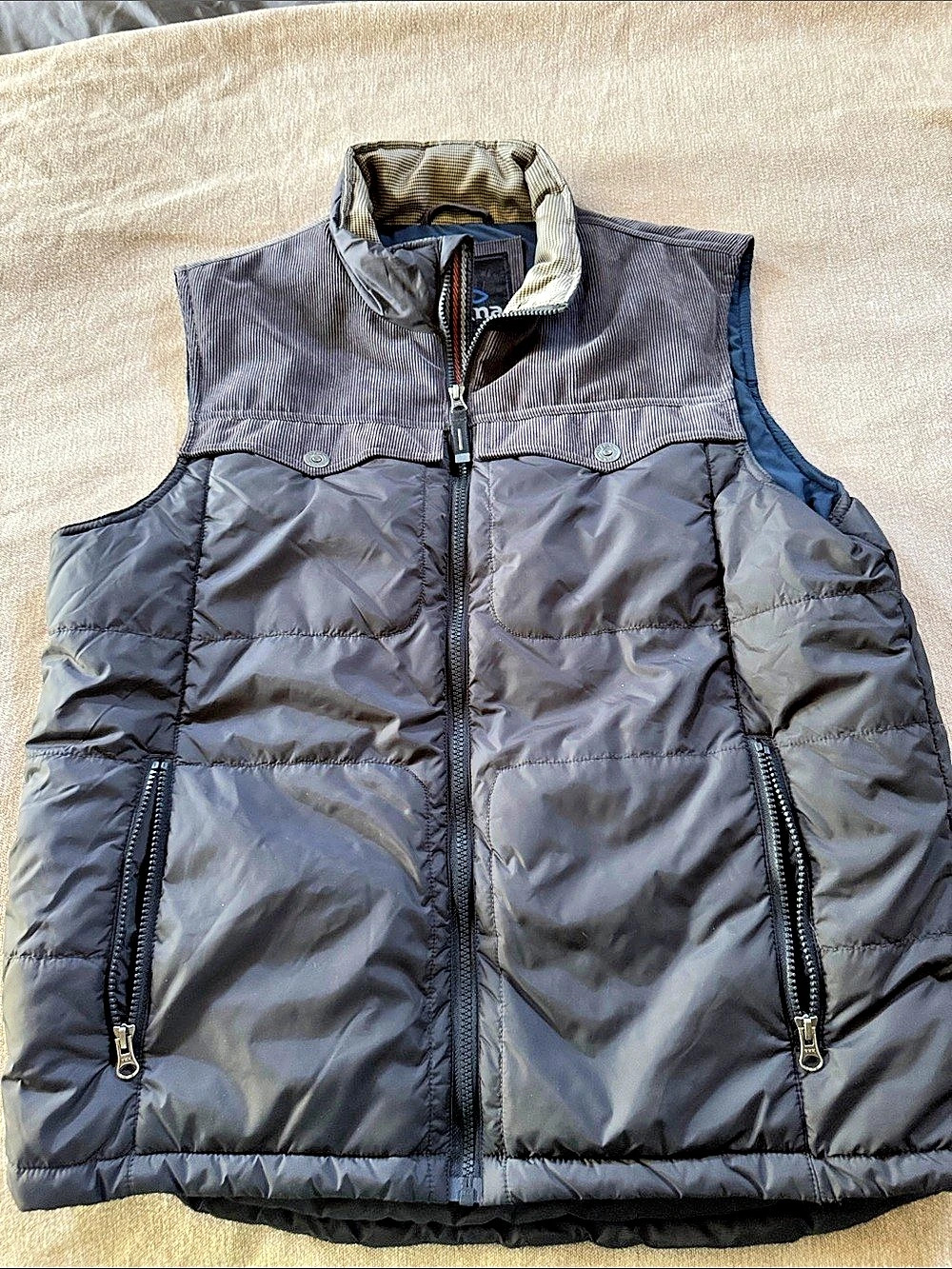 prAna Hoffman Vest Men's Black & Gray Puffer Vest Large